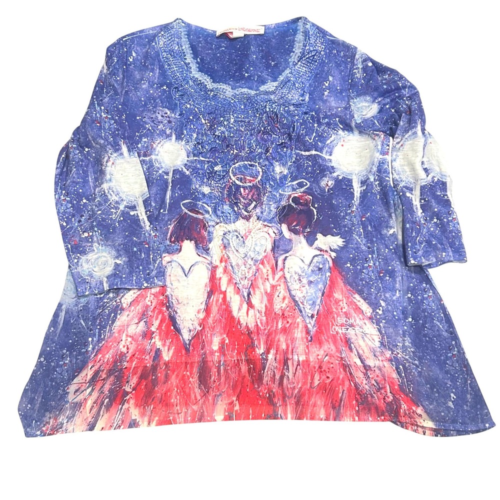 Leoma Lovegrove Hark! Blue Angels purple pink colorful tropical artisan tunic M